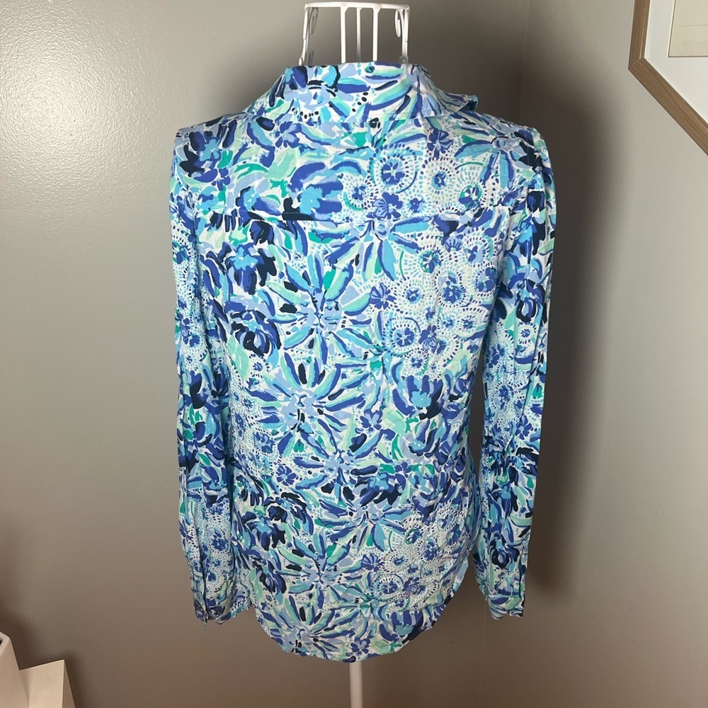 Lilly Pulitzer Sea View Button Down Top Iris Blue High Maintenance Preppy Sz XXS - Picture 6 of 6